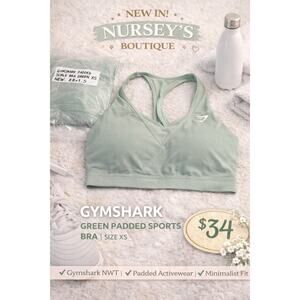Gymshark Green Padded Sports Bra XS Seamless Activewear